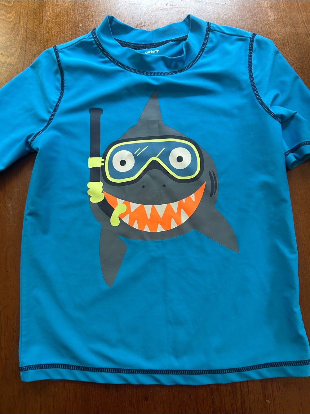 Carter's Teal Boys Shark Snorkel Rash Guard